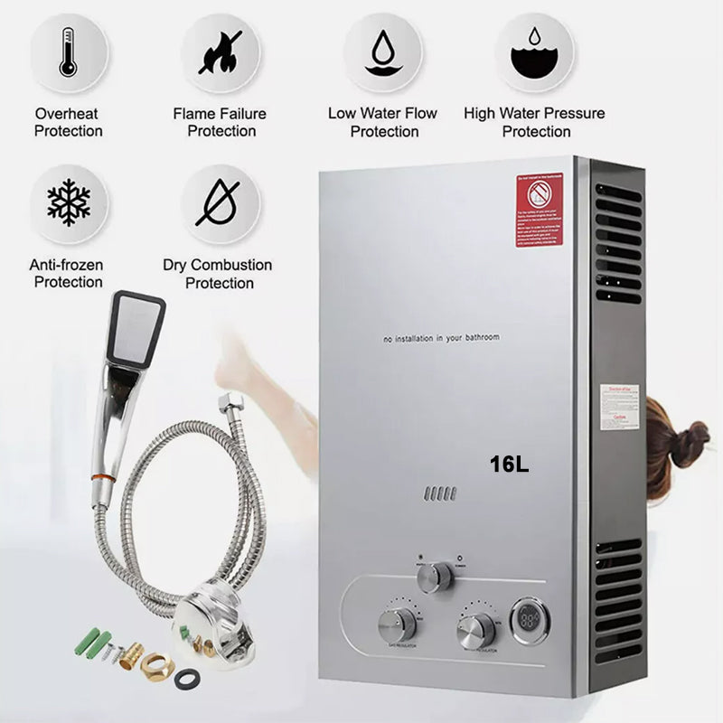 LPG Tankless Gas Hot Water Heater – Outdoor Portable Instant Shower System