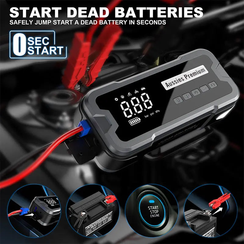 Aus Best Portable Jump Starter Tyre Inflator -Ā