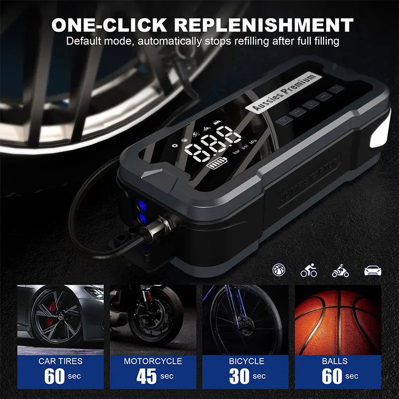 Aus Best Portable Jump Starter Tyre Inflator -Ā