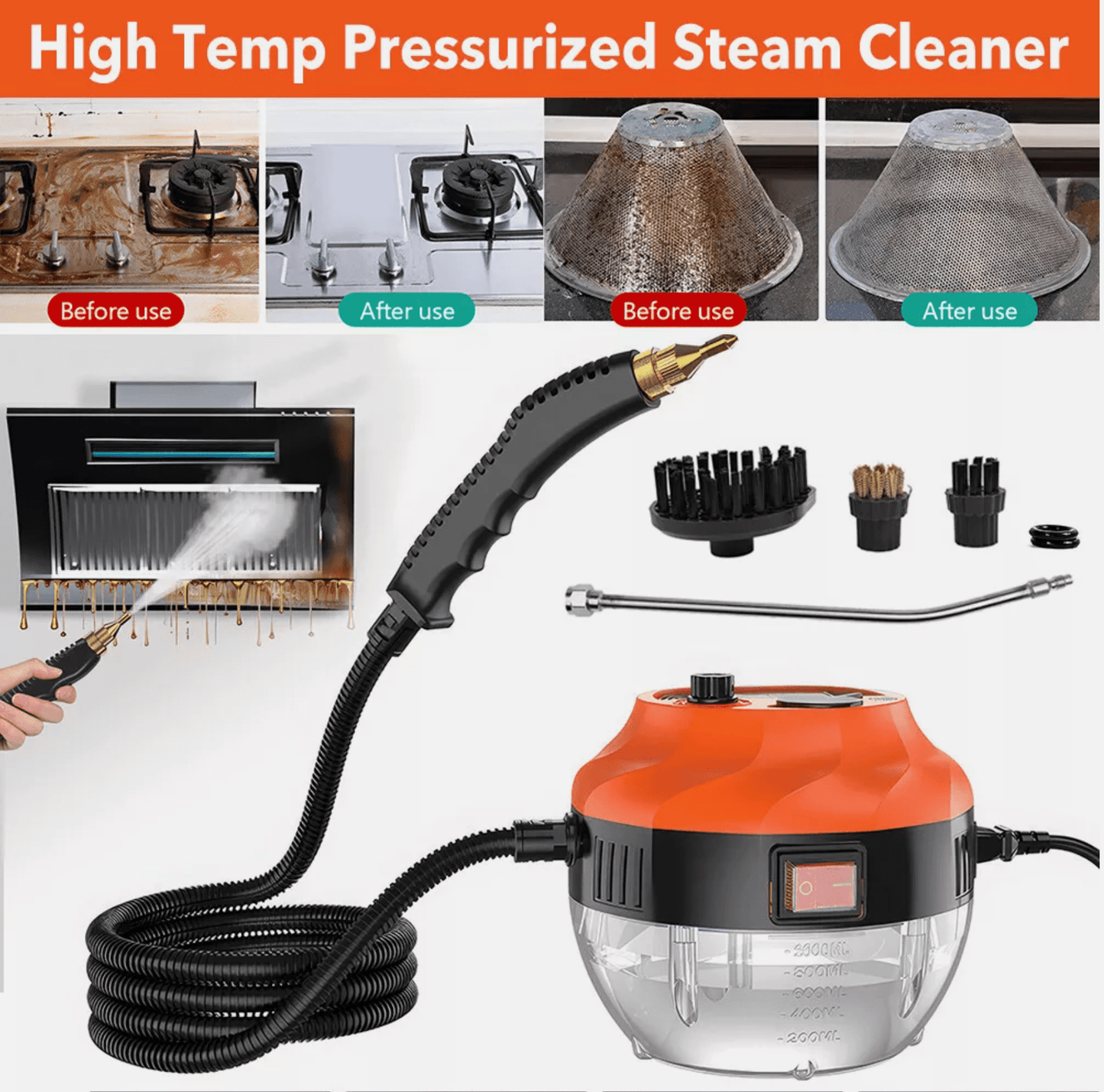 Ultimate High Temp Steam Cleaner for Deep Cleaning - Portable Pressure Machine