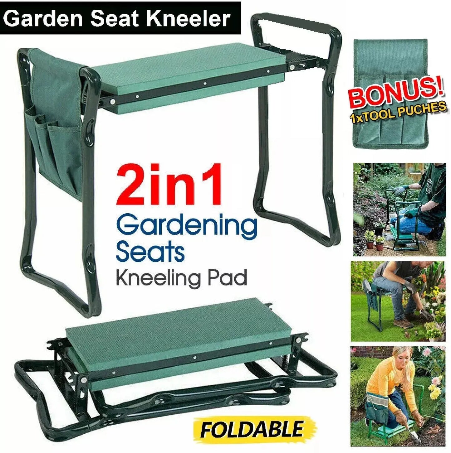 Multi-Purpose Garden Kneeler  BONUS Tool Pouch aumz2020