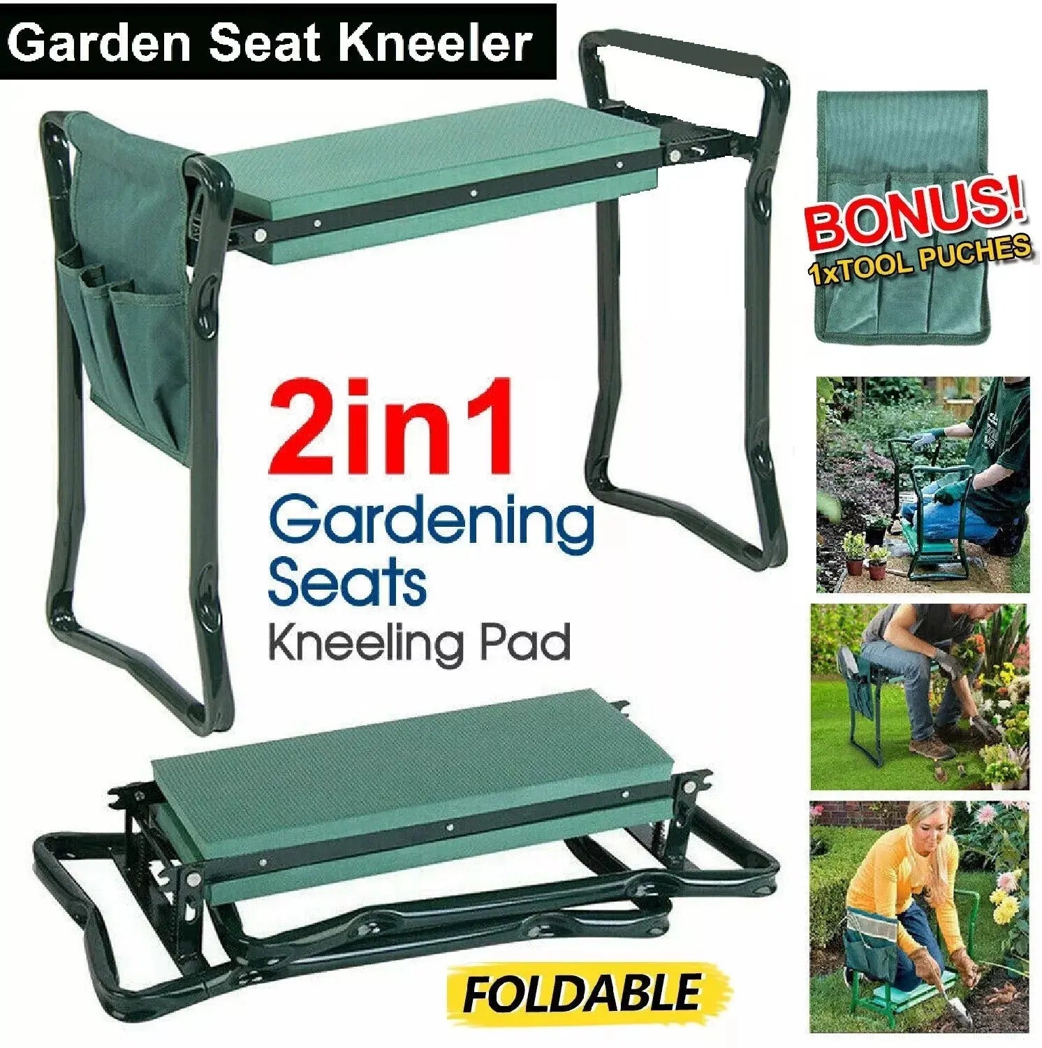 Multi-Purpose Garden Kneeler  BONUS Tool Pouch aumz2020