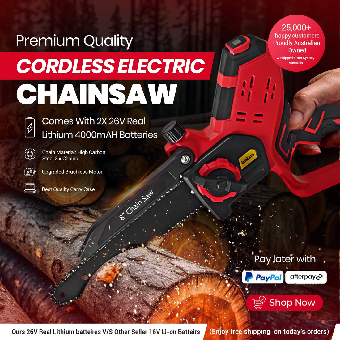 Go Cordless with Aussies Premium Shop™ Electric Chainsaw - Cut and Trim with Ease!