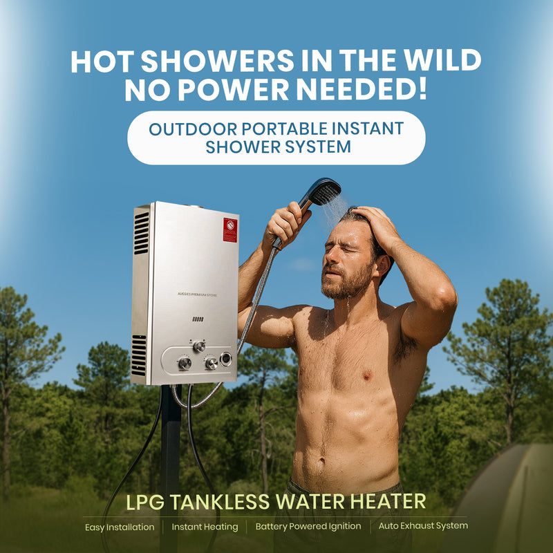 LPG Tankless Gas Hot Water Heater – Outdoor Portable Instant Shower System