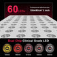 300W Red Light Panel with a white face, 60 clear LED lenses and a graphic showing red and near-infrared wavelength chips