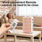 300W Red Light Panel with a white rectangular housing, rows of glowing red LEDs, and remote control.