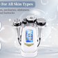 40K Cavitation & RF Fat Reduction machine with a white body, touchscreen, and multiple metal treatment handpieces