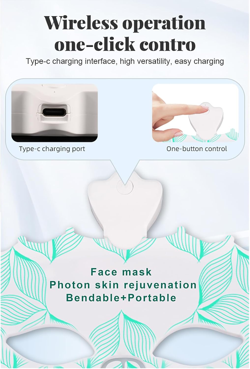 LED Light Face Mask Facial Skin Rejuvenation Therapy Anti Wrinkle