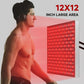 Red light therapy lamp with a silver frame and grid of glowing red LEDs, 660nm Red + 850nm Infrared Red Light, 12-inch panel