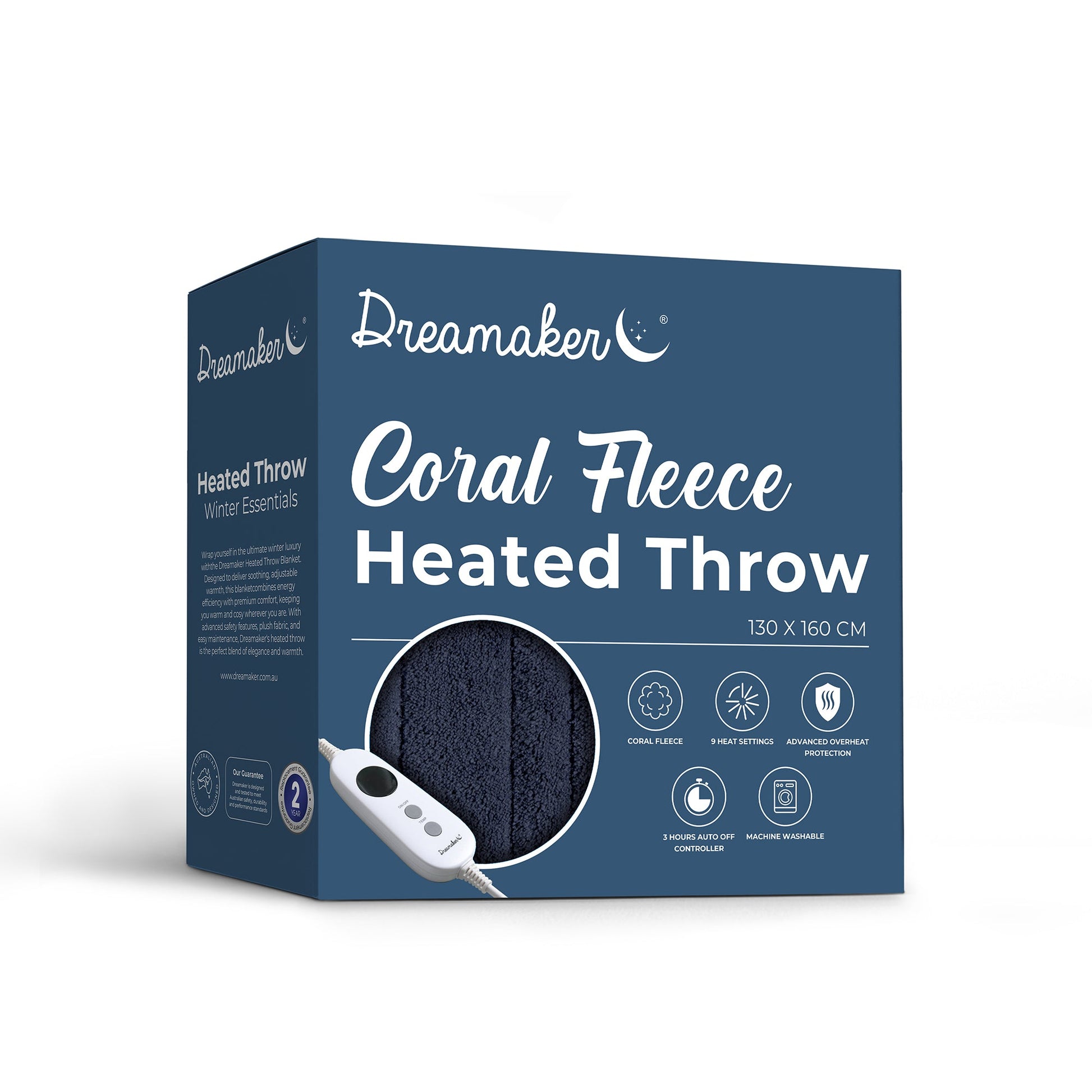 Aussies Premium Super Soft Coral Fleece Electric Heated Throw Blanket 200 x 180cm