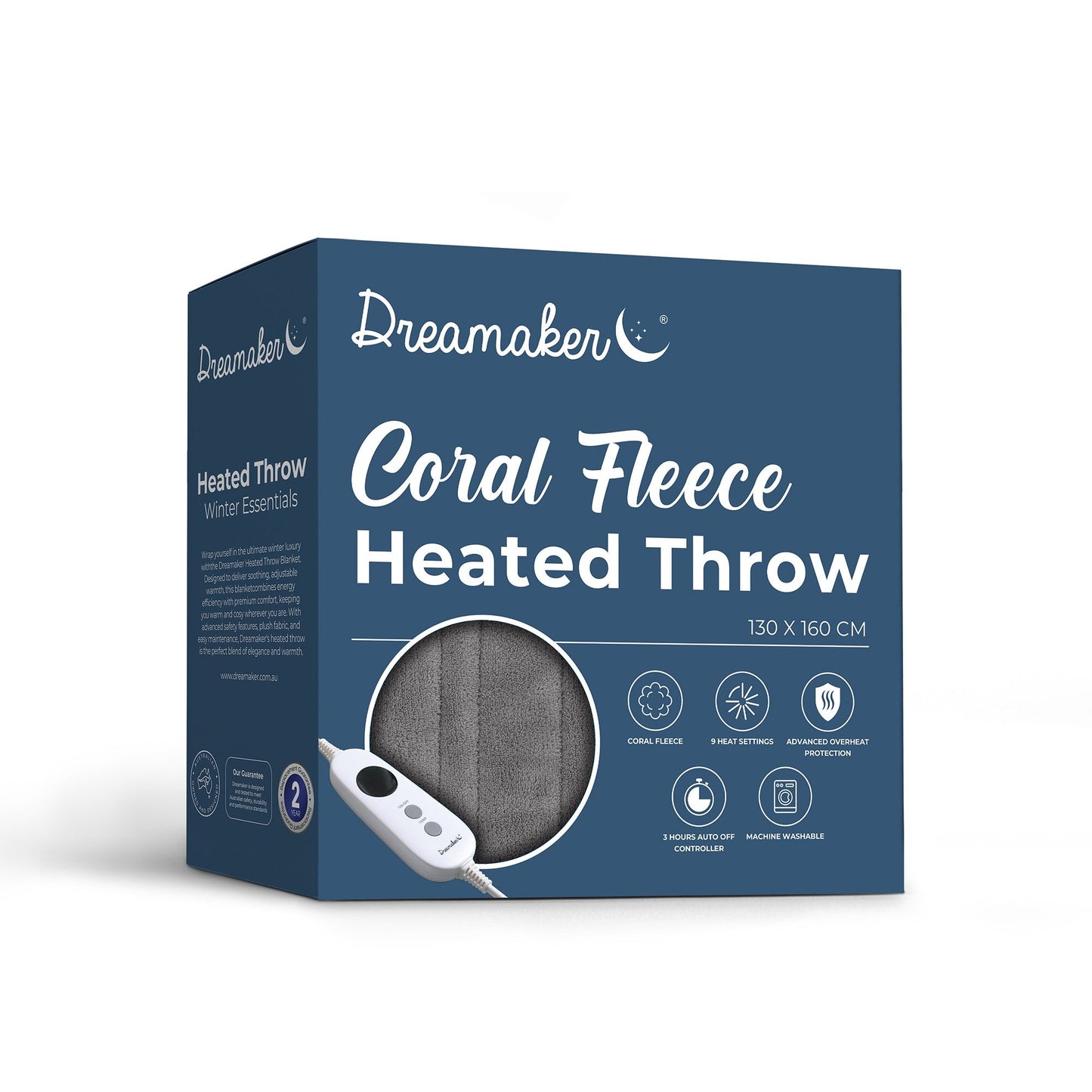 Aussies Premium Super Soft Coral Fleece Electric Heated Throw Blanket 200 x 180cm