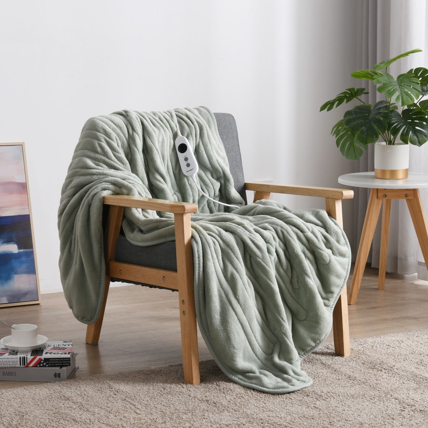Portable electric throw blanket for home and travel