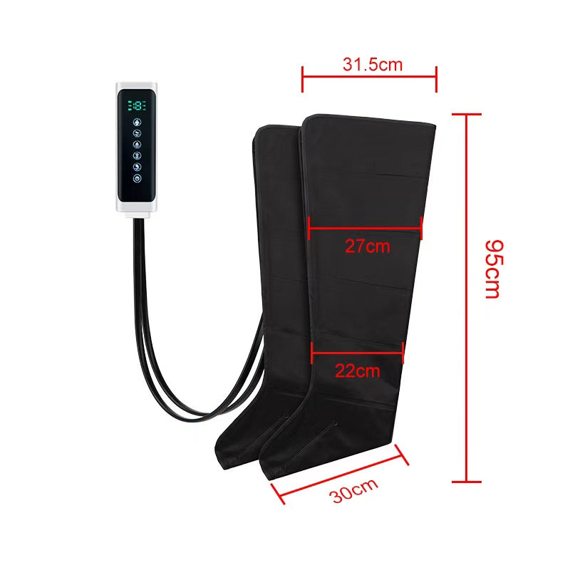 Dark Spot Whitening Cream appears alongside black fabric compression sleeves with a wired digital controller and red size measurements.