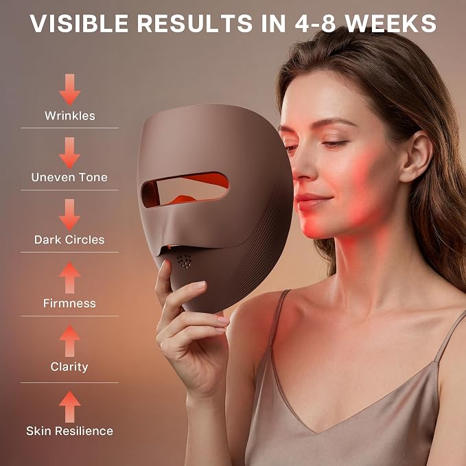 9D LED Face Mask – 328 LEDs, 4 Light Modes, Brown