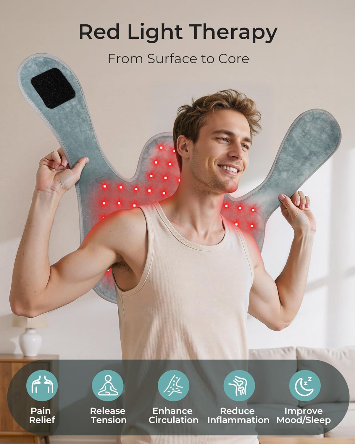 Adjustable electric heating pad for shoulders