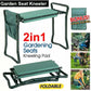 Multipurpose Garden Kneeler With Pockets in green fabric and a black steel folding frame, converting from kneeler to seat