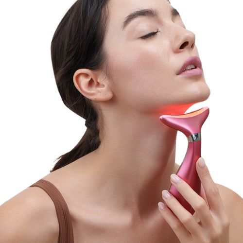 Red light neck and face massager for skin rejuvenation