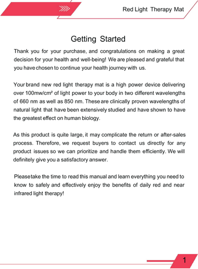 Red Light Therapy Large Mat, Full Body Infrared Light Therapy 50 x 100cm