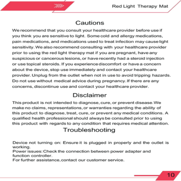 LED light therapy mat for pain relief