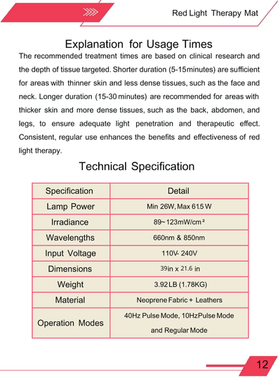 Red LED therapy mat for full body wellness