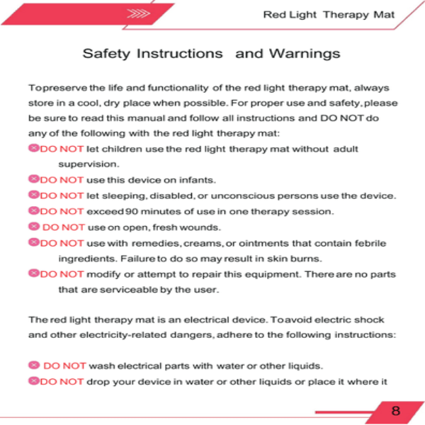50 x 100cm red light therapy mat