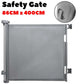 Retractable Safety Gate for Baby & Dog with gray mesh fabric, sturdy side frame, and compact wall-mounted roller