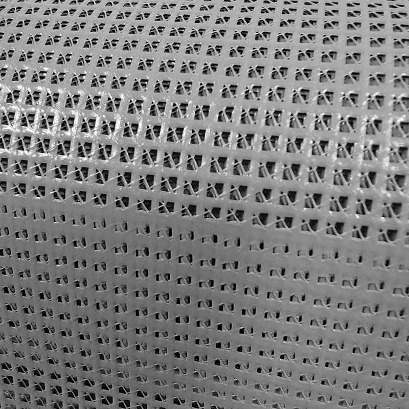Retractable Safety Gate for Baby & Dog featuring gray woven mesh with a repeating square pattern and flexible construction