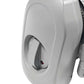 Retractable Safety Gate for Baby & Dog with a light grey plastic housing, release button and black mesh edge.