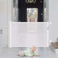 Retractable Safety Gate for Baby & Dog, white mesh gate with a wide pull-across panel and sturdy side mounts