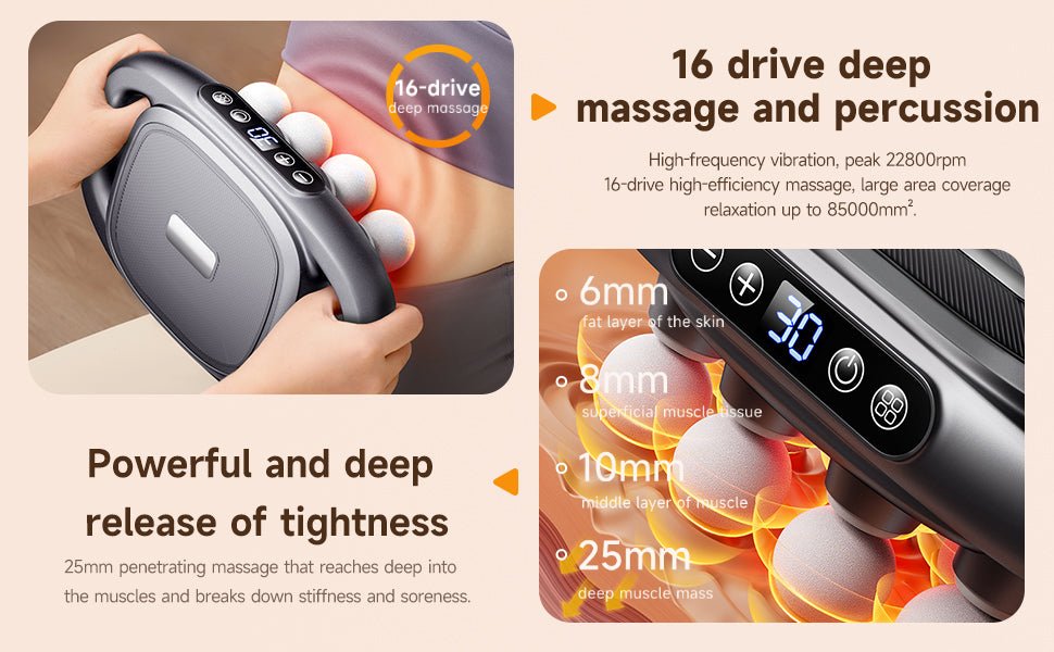 16-Head Massage Gun for Deep Tissue Recovery